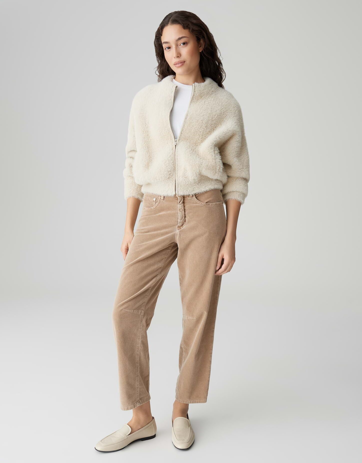OPUS PANTS Cordhose MELLY RELAX aus Feincord Barrel Fit, Ankle, Abnäher im Knie