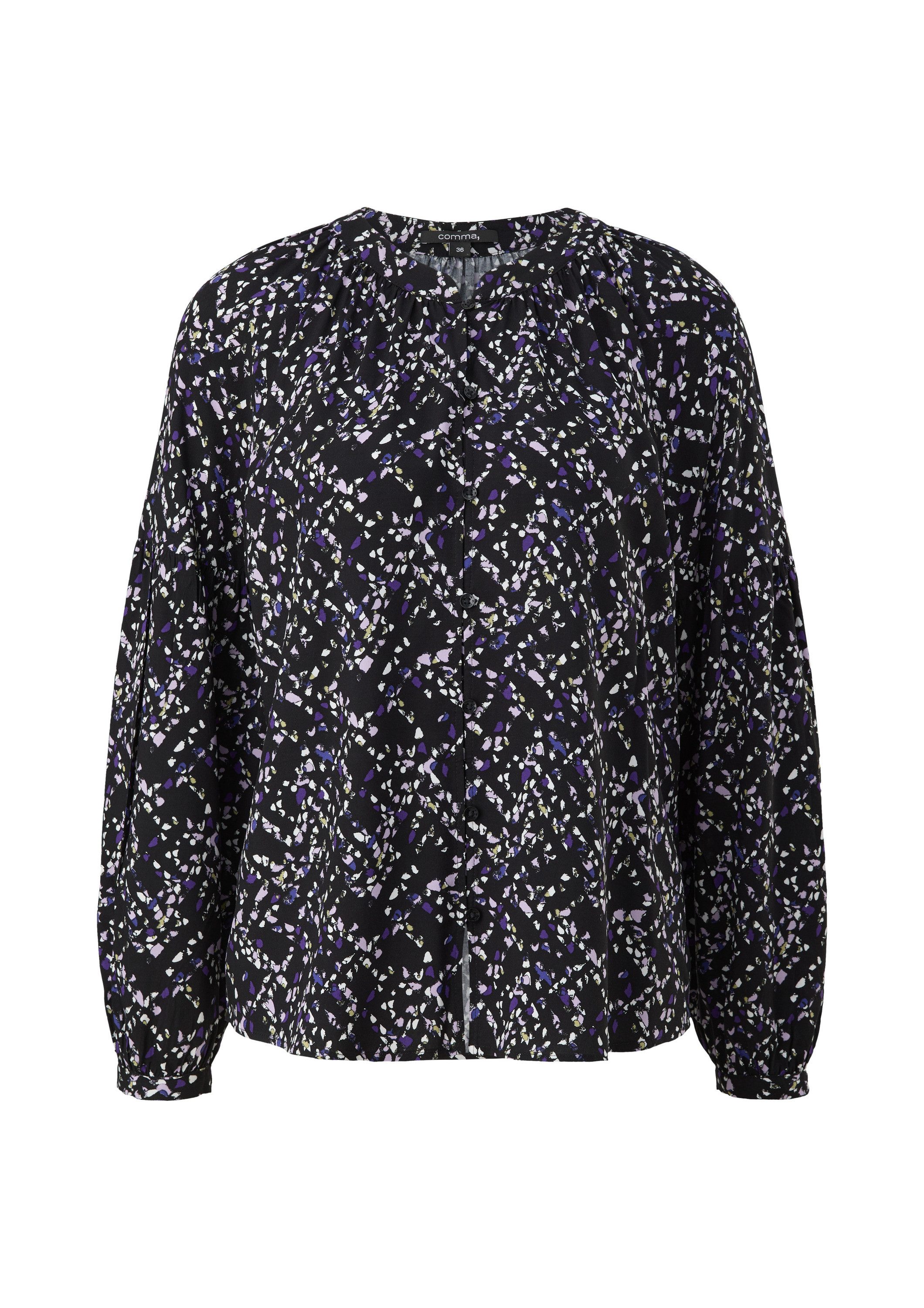comma Langarmbluse Bluse Viskosebluse mit abstraktem Muster günstig online kaufen