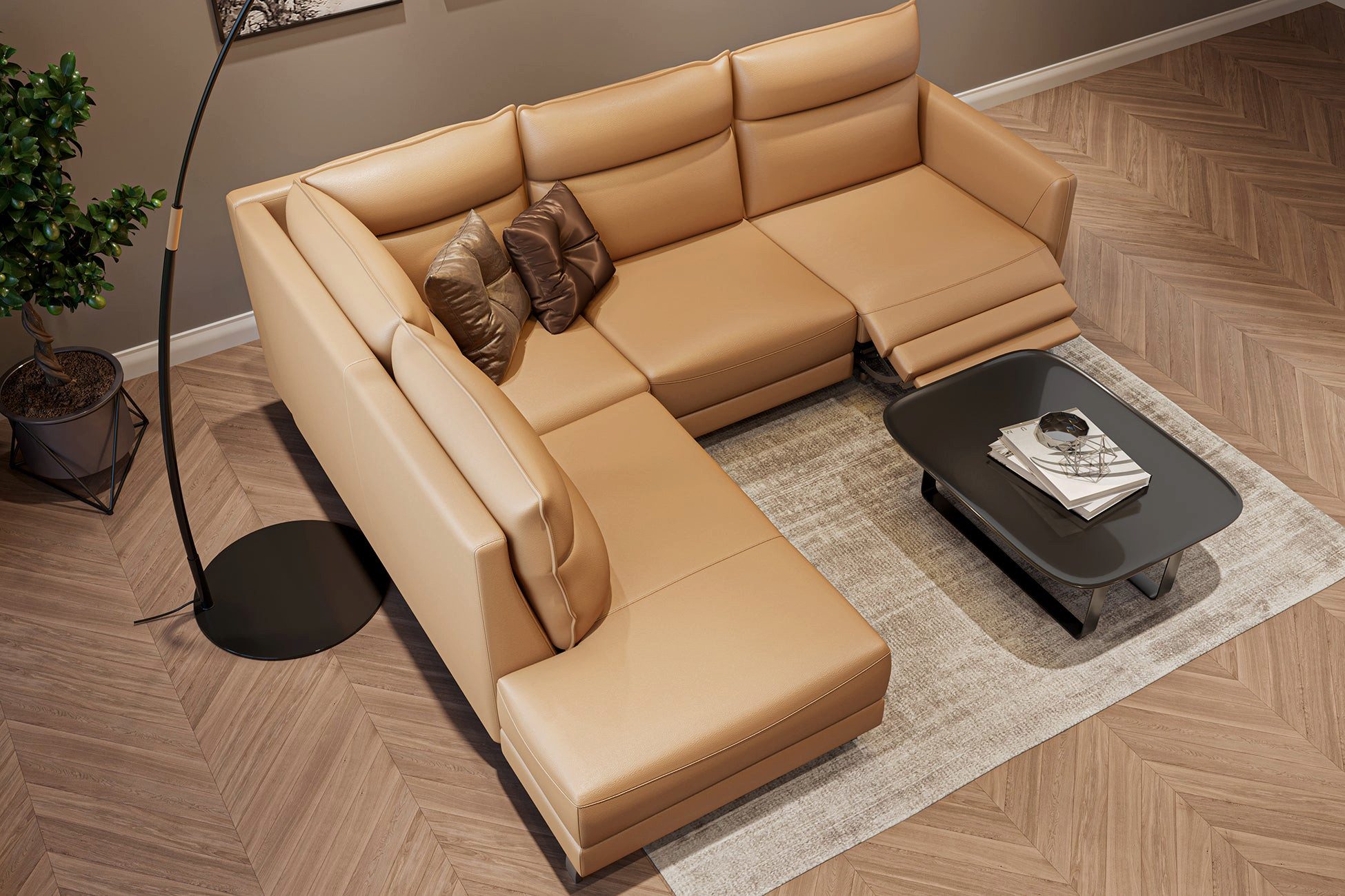 moebeloutlet.de Ecksofa Moebeloutlet.de Italian Luxus Ecksofa Leder - Entspannungsfunktion, Elektrische Relaxfunktion