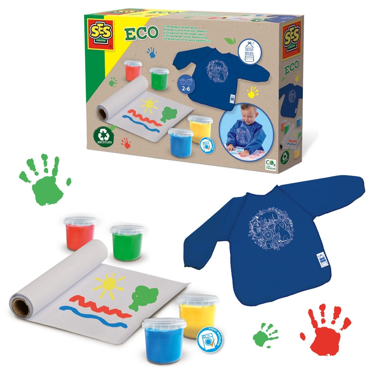 Rössler Kreativset SES CREATIVE Fingerfarben Set Eco mit Schürze