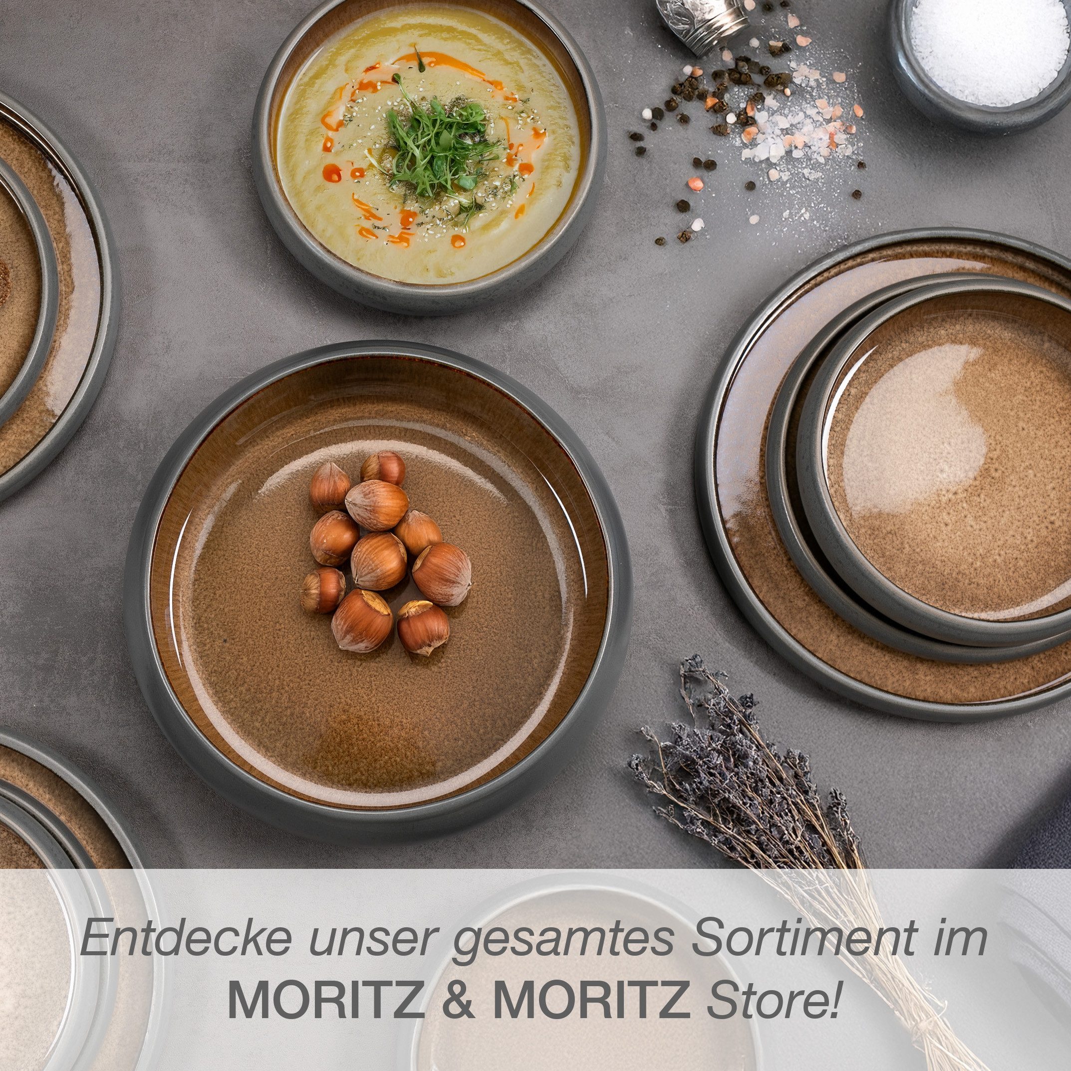 Moritz & Moritz Servierschale SOLID Servierschüssel - Beige, Steinzeug, (Set, 1-tlg), Spülmaschinengeeignet