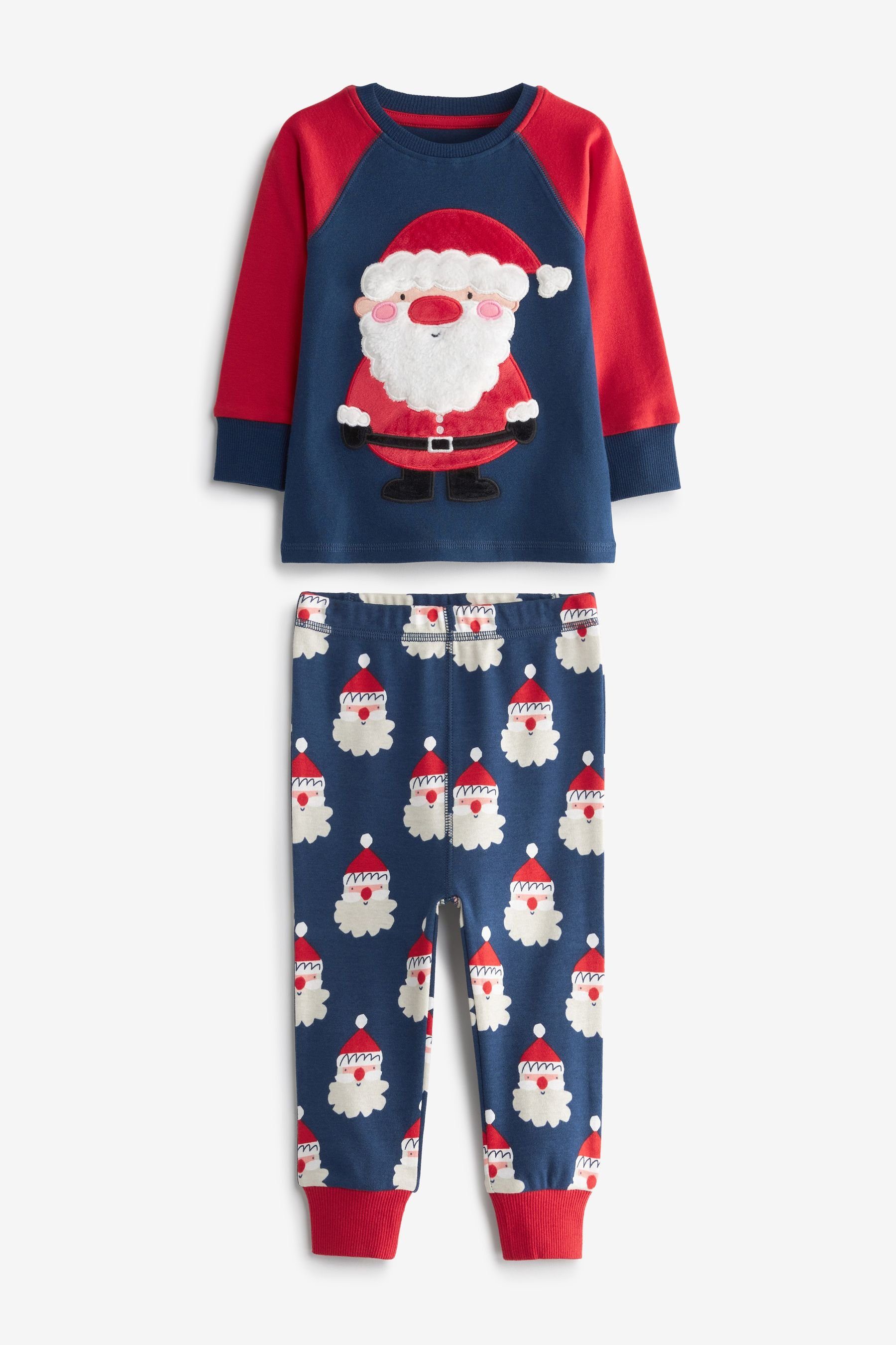 Blue Navy (2 tlg) Weihnachtlicher Pyjama Next Schlafanzug Santa
