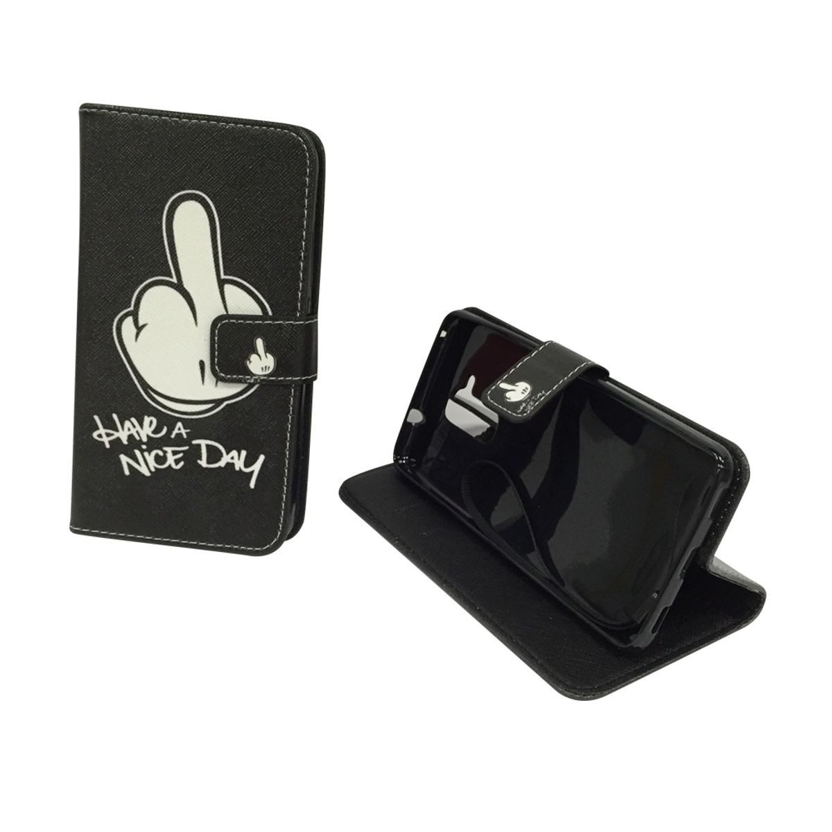 König Design Handyhülle Huawei Honor 5c, Huawei Honor 5c Handyhülle Bookcover Schwarz