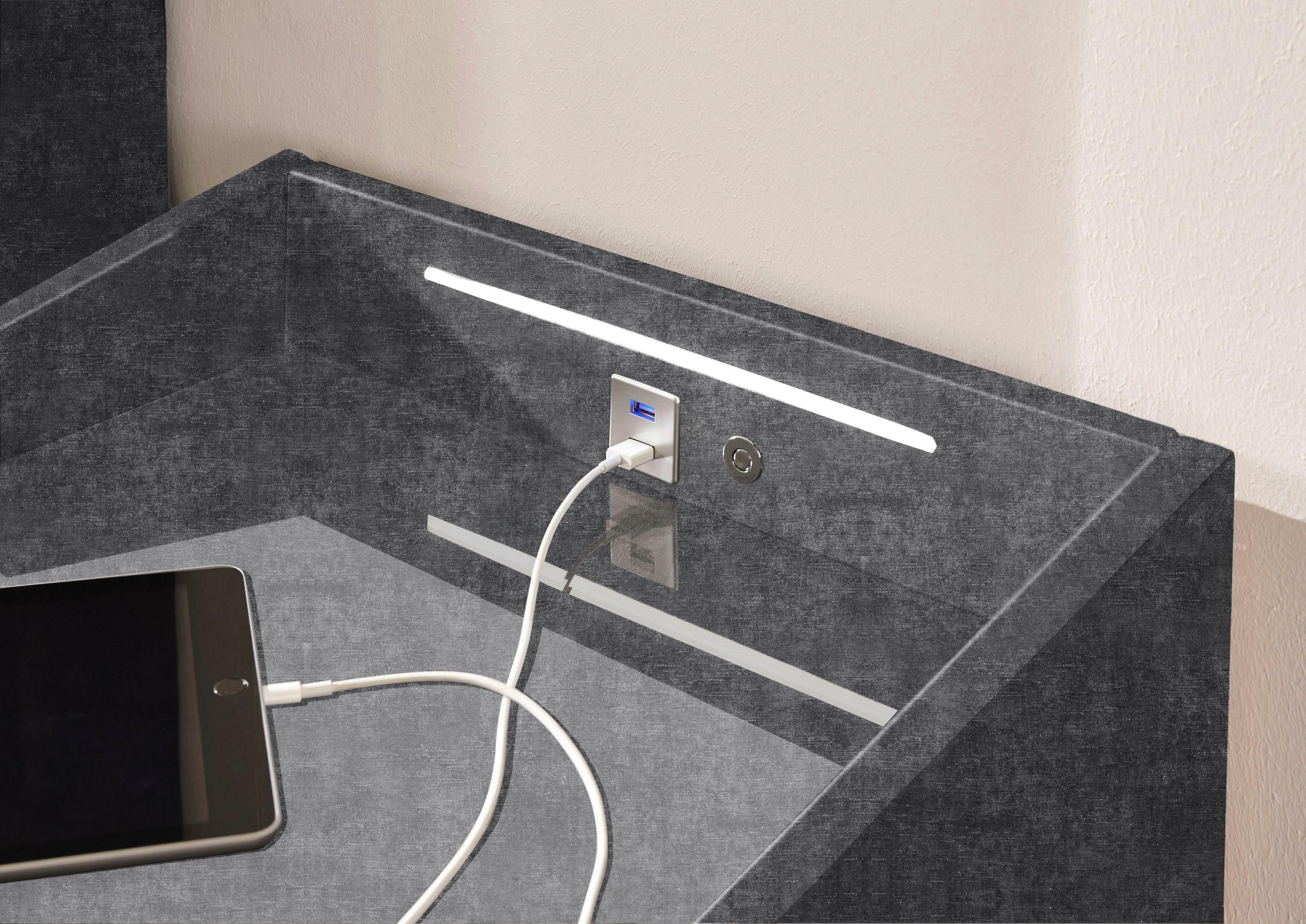 USB-Anschluss und Moon, Nachtkonsole USB-C-Anschluss EXCITING ED & mit LED-Beleuchtung DESIGN