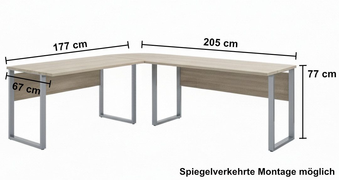 moebel-dich-auf Büromöbel-Set TABOR PRO Set 2, (abschließbar, Metallgriffe, 5-tlg., Winkelschreibtisch mit Rollcontainer + Aktenschrank + 2 Aktenregale), Made in Germany