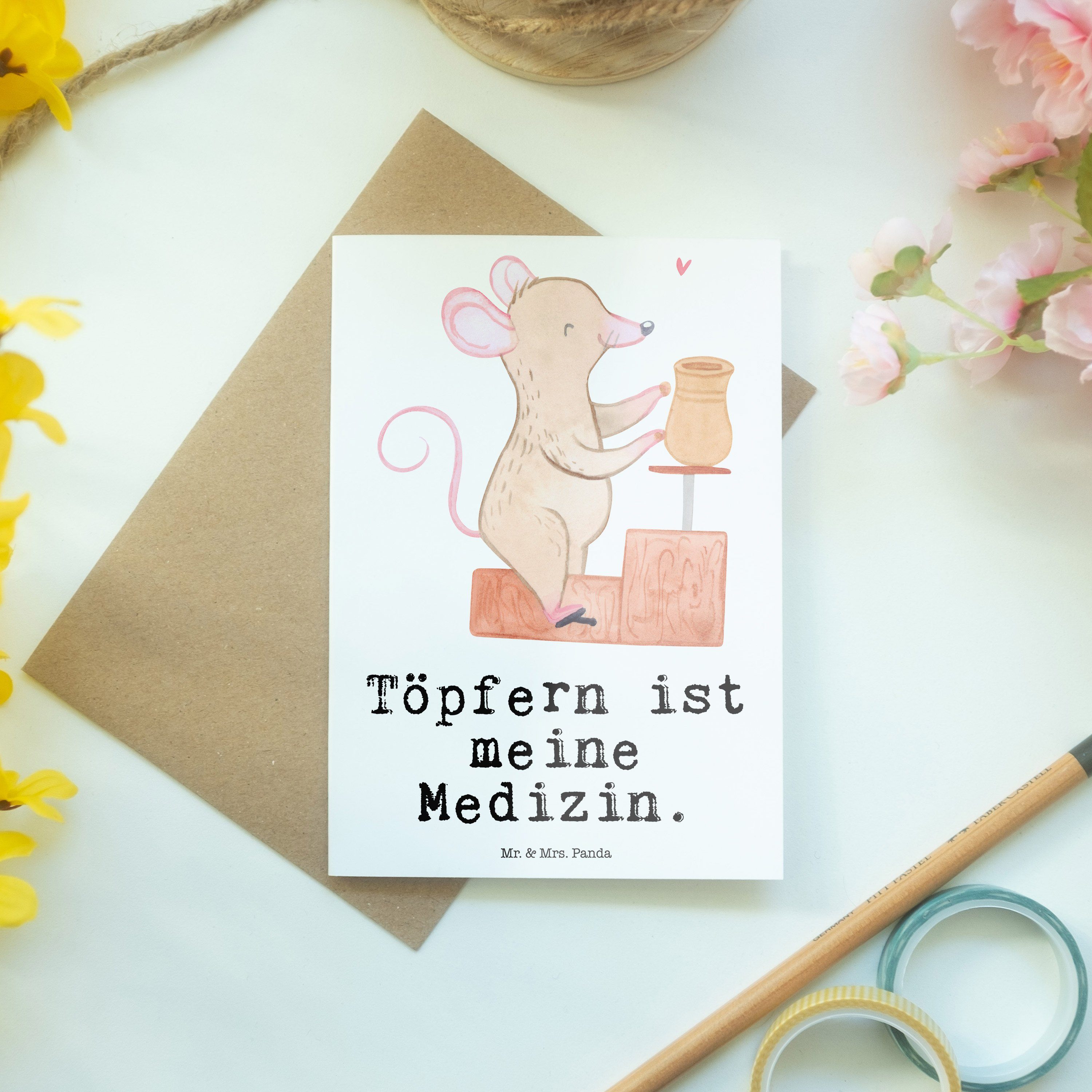 Weiß Glückwunschkarte, Panda Maus Mr. Töpfern Medizin Mrs. Töpf Danke, Geschenk, & - Grußkarte -