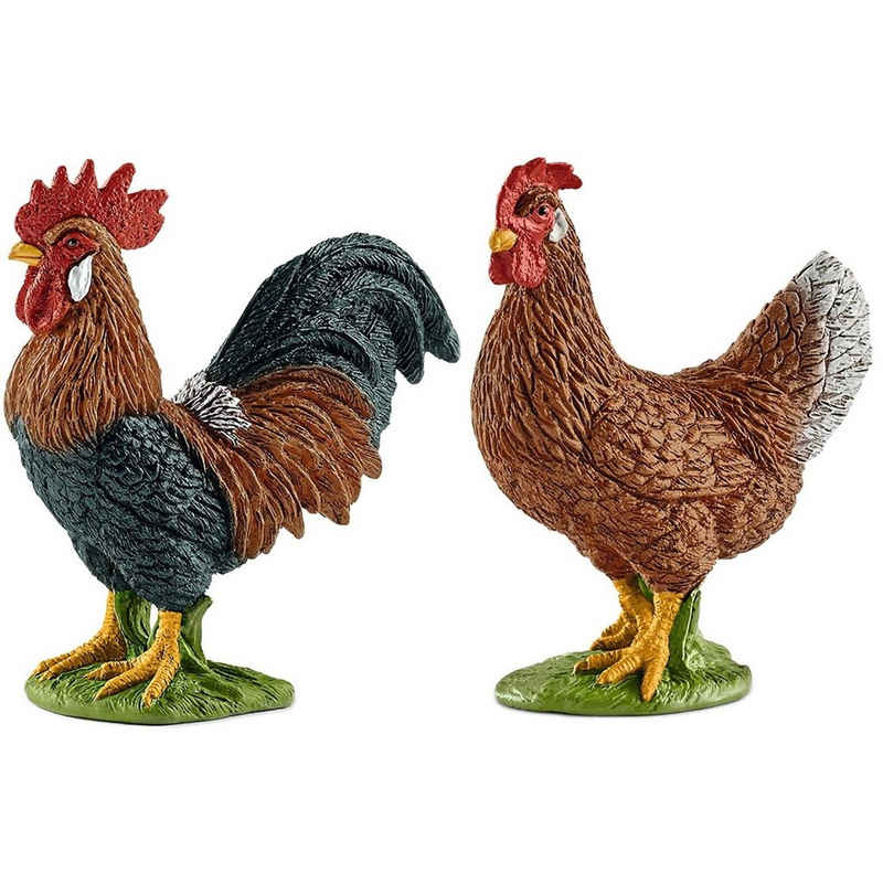 Schleich® Tierfigur 13825 13826 Farm World 2er Set Hahn + Henne