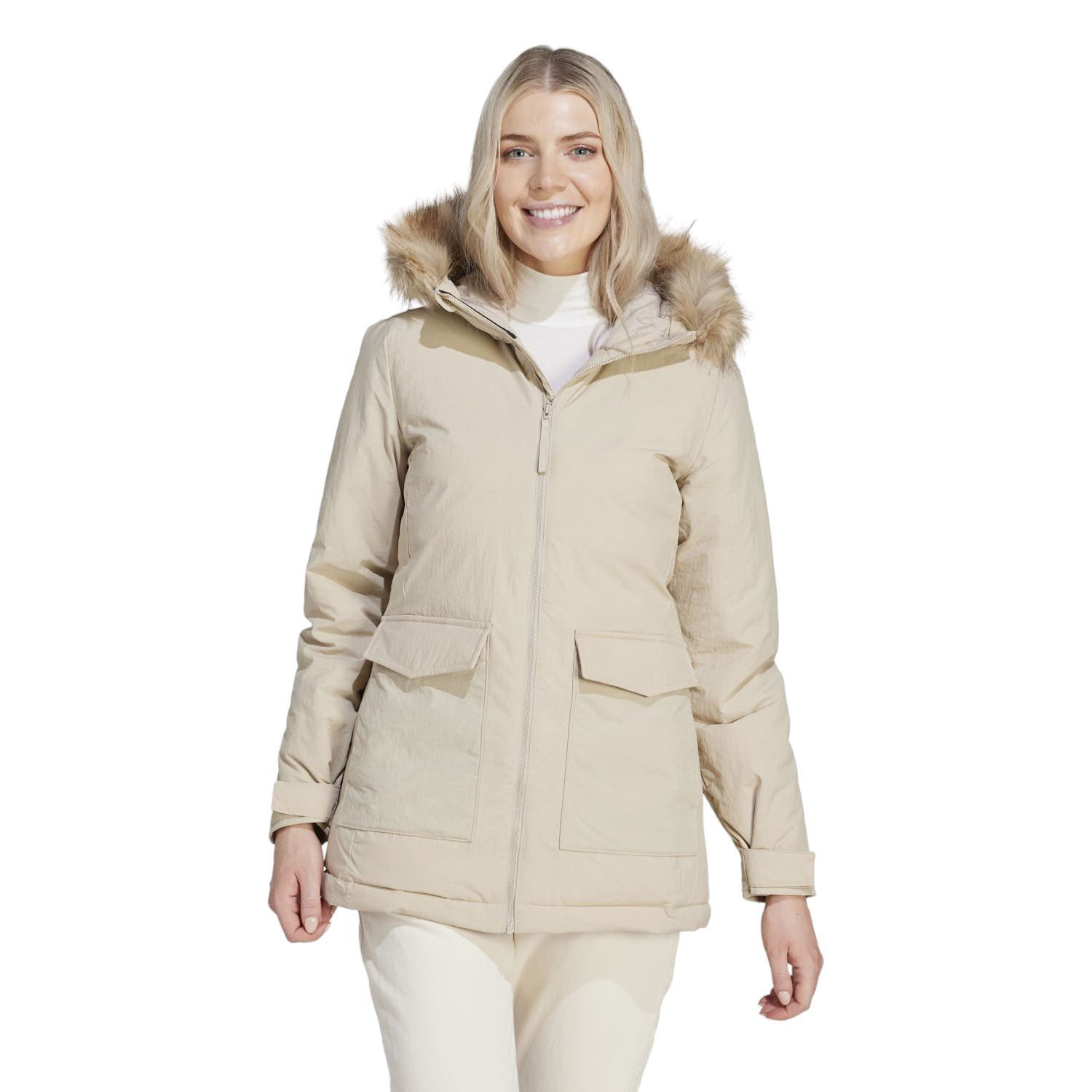 adidas Performance Wintermantel Hooded Fur Parka (wasserabweisend) beige Da günstig online kaufen