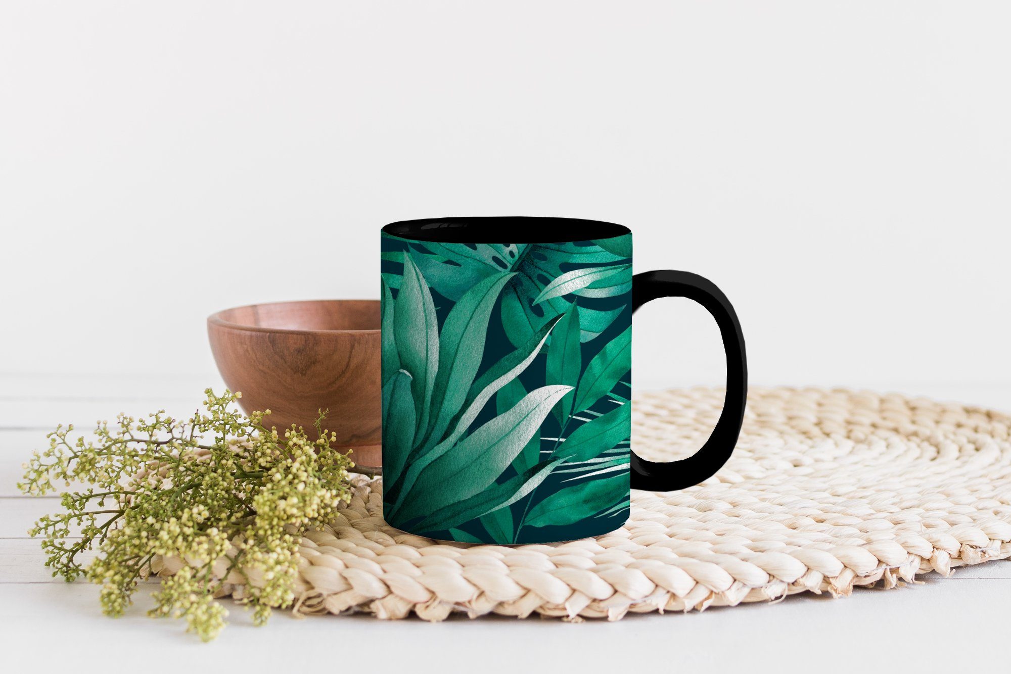 MuchoWow Tasse - - Dschungel Farbwechsel, Teetasse, Pflanzen Kind, - Kaffeetassen, Keramik, Zaubertasse, Blatt Geschenk - Mädchen Junge 