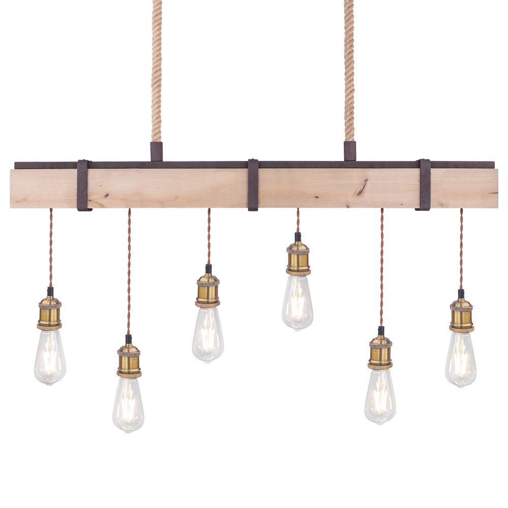 Zimmer Balken rost etc-shop Ess inklusive, Warmweiß, Holz Pendel Lampe Vintage LED Pendelleuchte, Leuchtmittel Decken