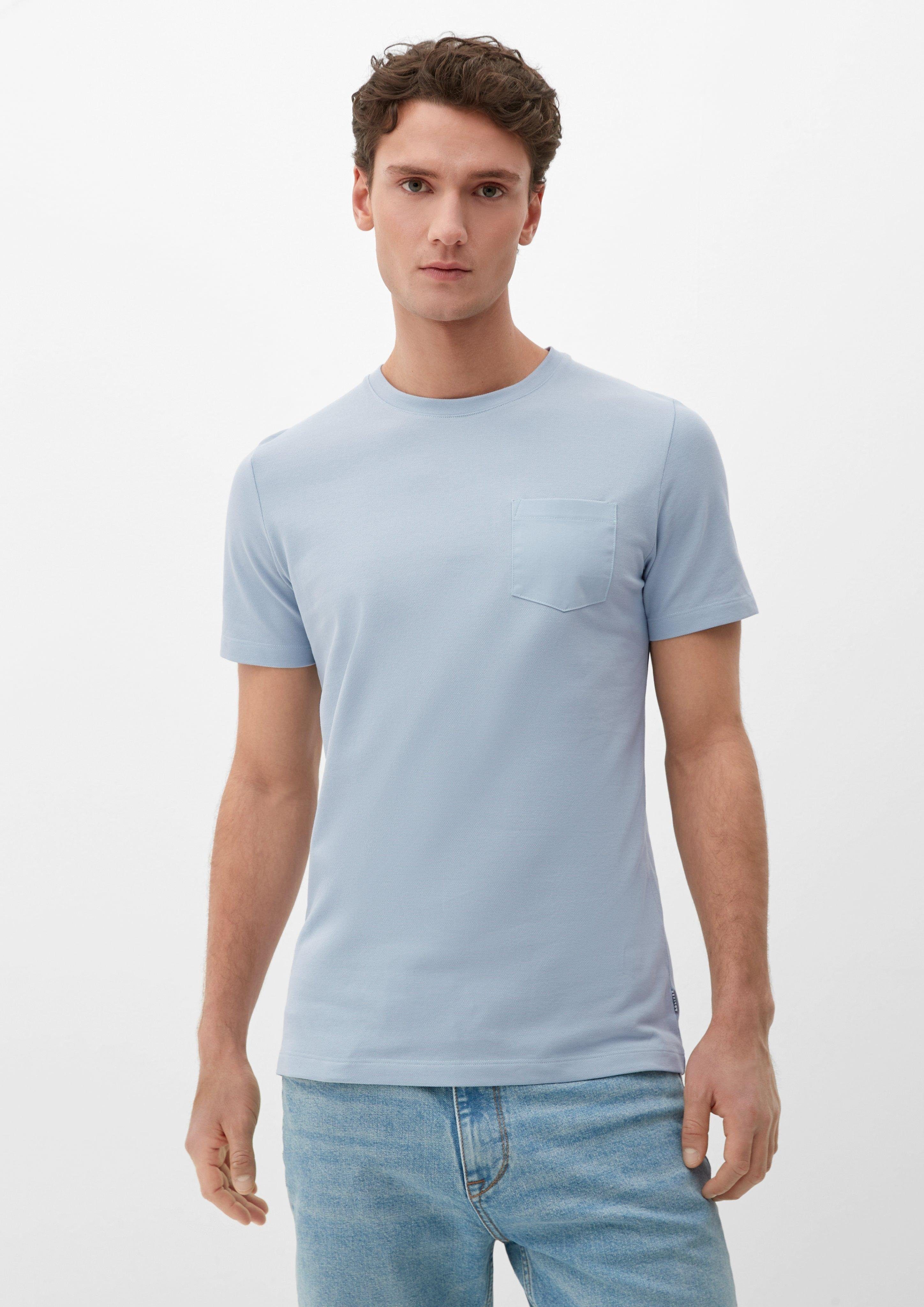 Kurzarmshirt Piqué-Struktur mit s.Oliver hellblau T-Shirt