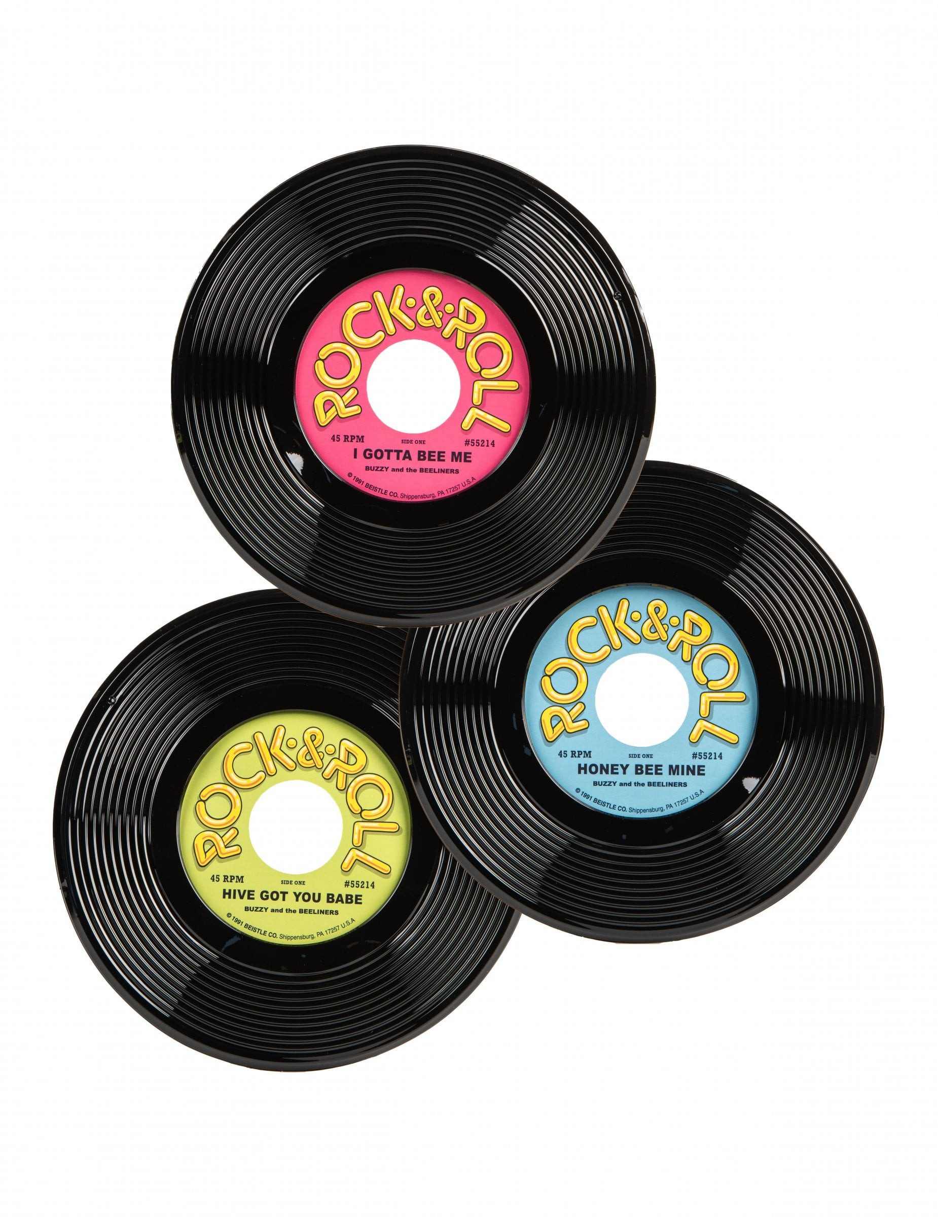 360 Degrees Kostüm 3er Pack Rock + Roll Schallplatten 23 cm Deko