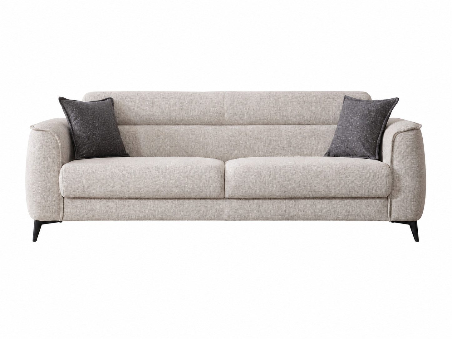 Villa Möbel Sofa Acapulco, 3-Sitzer 1 Teile, Beige 3er Sofa Schlaffunktion durch aufklappbare Sitzfläche