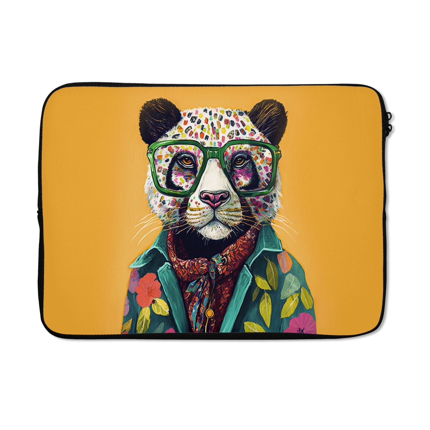 Laptop-Hülle Panda - Brille - Hippie