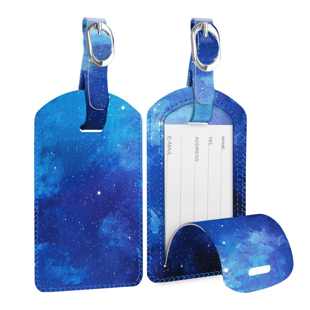 Fintie Gepäckanhänger Kofferanhänger aus Kunstleder, Gepäckanhänger ID Etikett (2 Stück) mit Adressschild Namenschild für Reisetasche Koffer