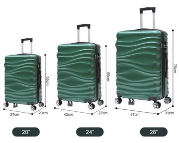 KESSMANN Kofferset "TITAN" 3 Teiliges Kofferset Reisekoffer klein mittel groß grün, 4 Rollen, (Koffer-Set, 3 tlg., Leichtgewicht Rollkoffer 360° Rollen Koffer Reisen Urlaub Trolley), Koffer Hartschalenkoffer Reisekofferset Urlaubskoffer Handgepäck Case