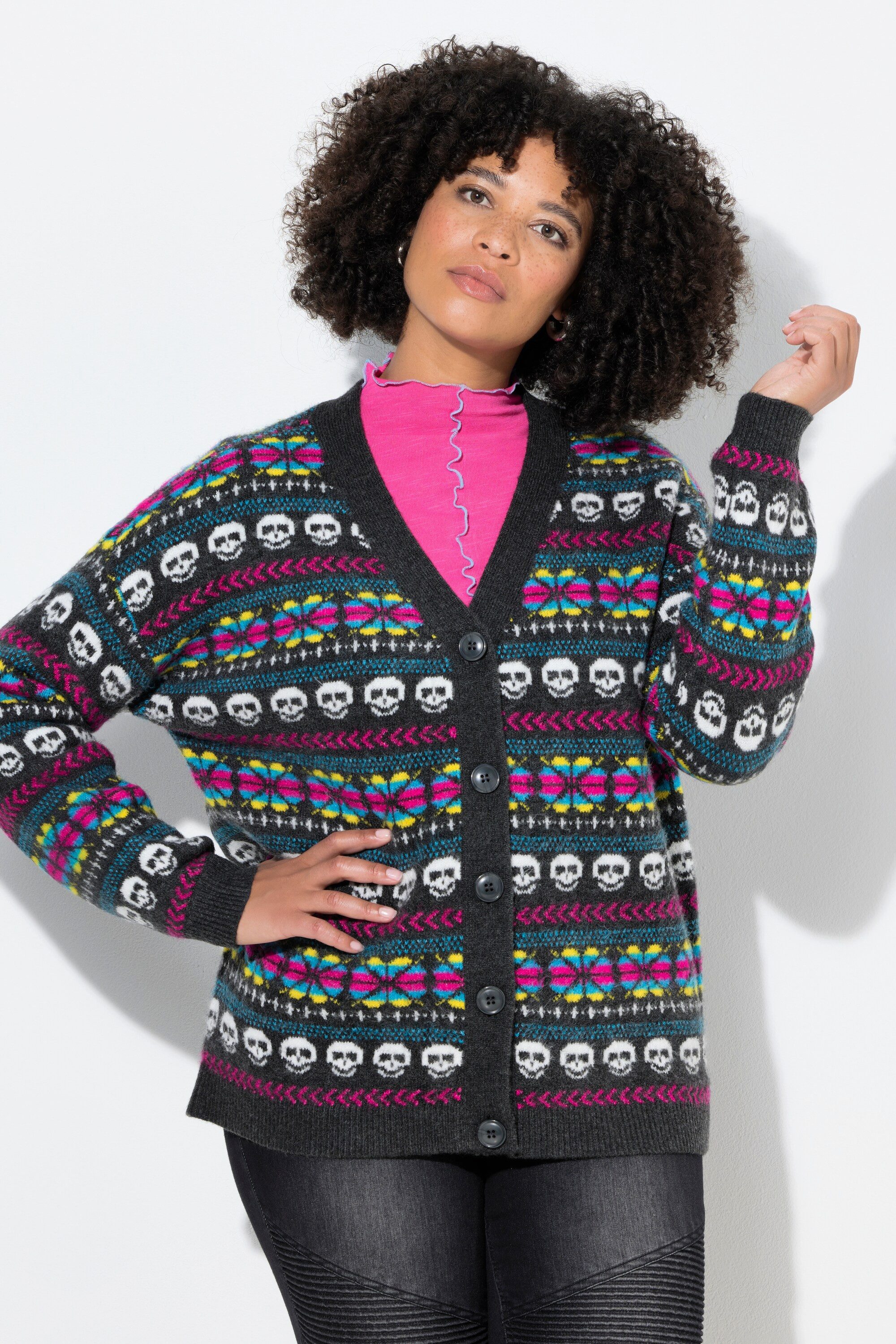 Angel of Style Strickjacke Strickjacke oversized Totenköpfe Ballon-Langarm günstig online kaufen