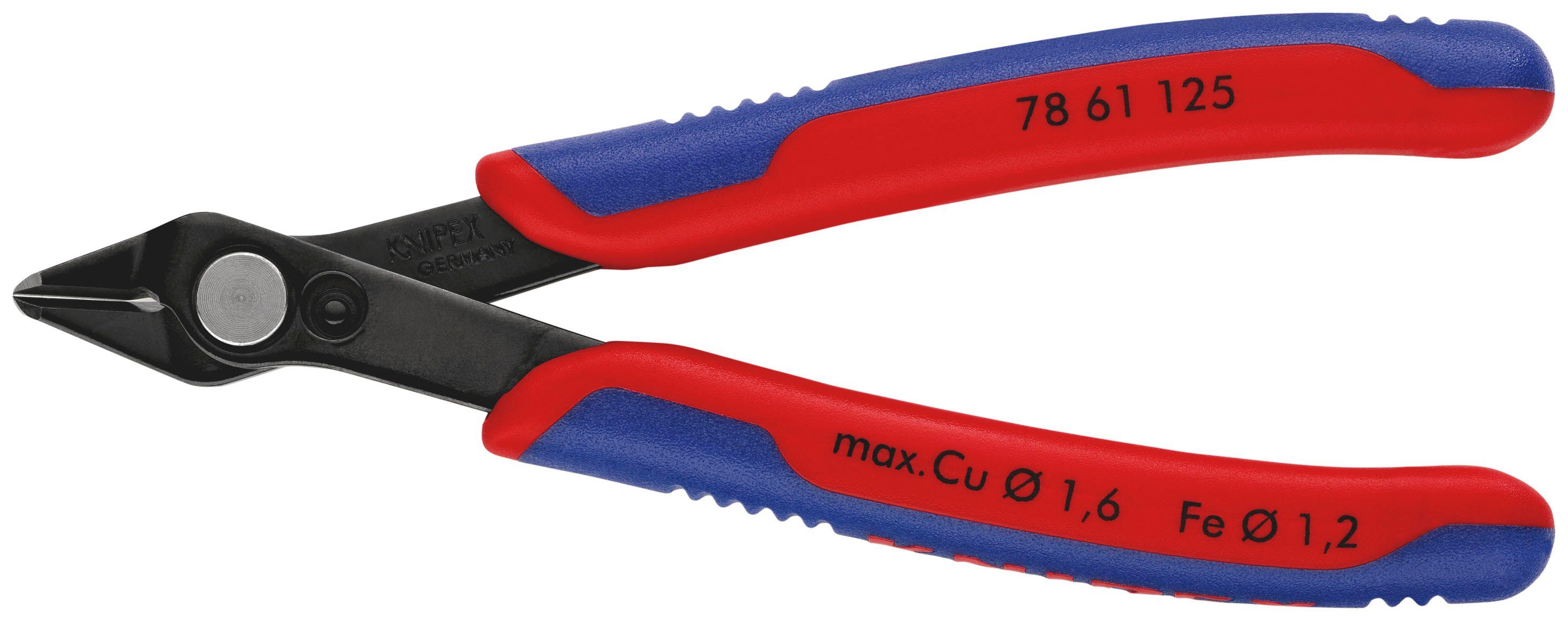 Knipex Seitenschneider 78 61 125 Electronic Super Knips®, 1-tlg., brüniert, mit Mehrkomponenten-Hüllen 125 mm | Zangen