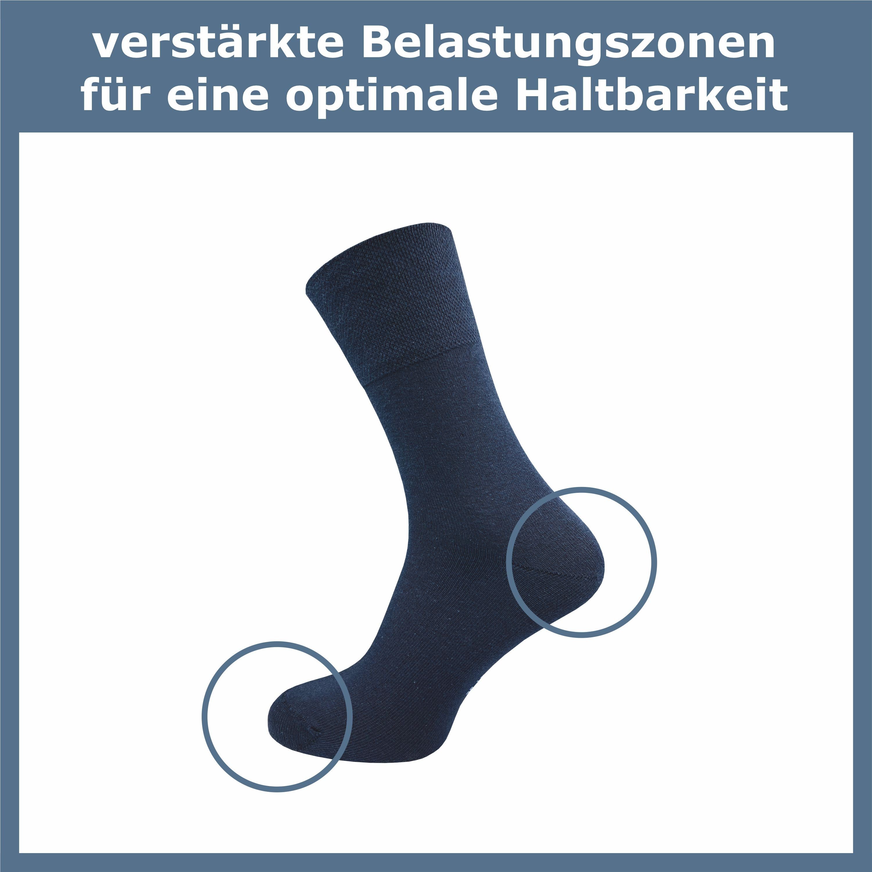 blau Socke & extra weitere Piquet-Strick für drückende in schwarz, Paar) GAWILO ohne Gummidruck - Komfortbund; breiter Damen, ohne grau Diabetikersocken am Business (6 & Naht