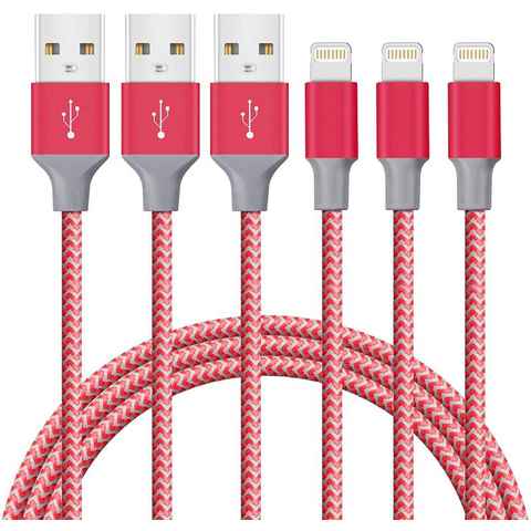 Quntis Ladekabel Apple-Zertifiziert USB-Kabel, (200 cm), Nylon, 3Pack