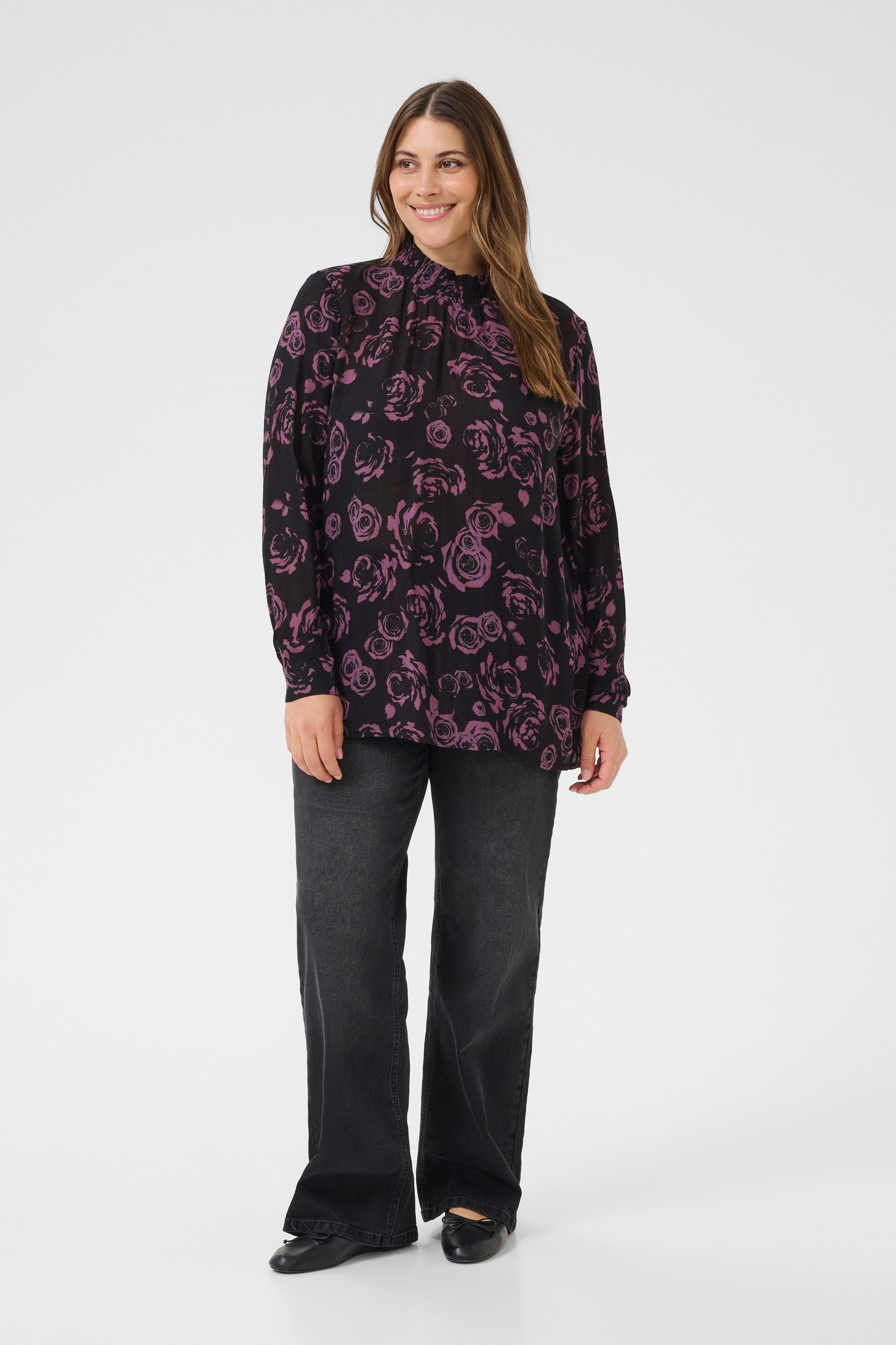 KAFFE Curve Langarmbluse Langarm-Bluse KCami Große Größen günstig online kaufen