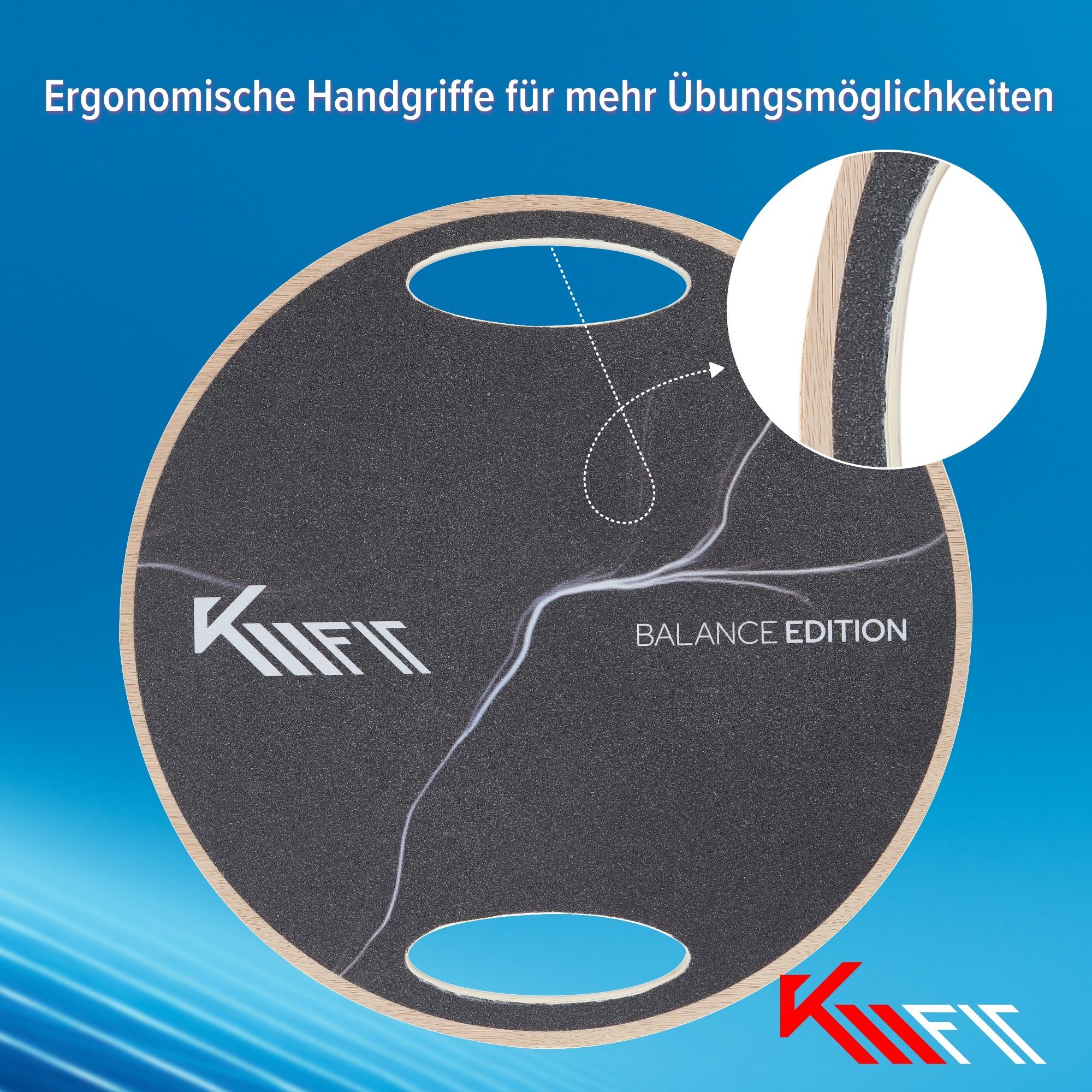 KM - Fit Balanceboard Balancierbrett Wackelbrett Schaukelbrett Kreisel ø 39,5cm, rutschfeste Oberfläche
