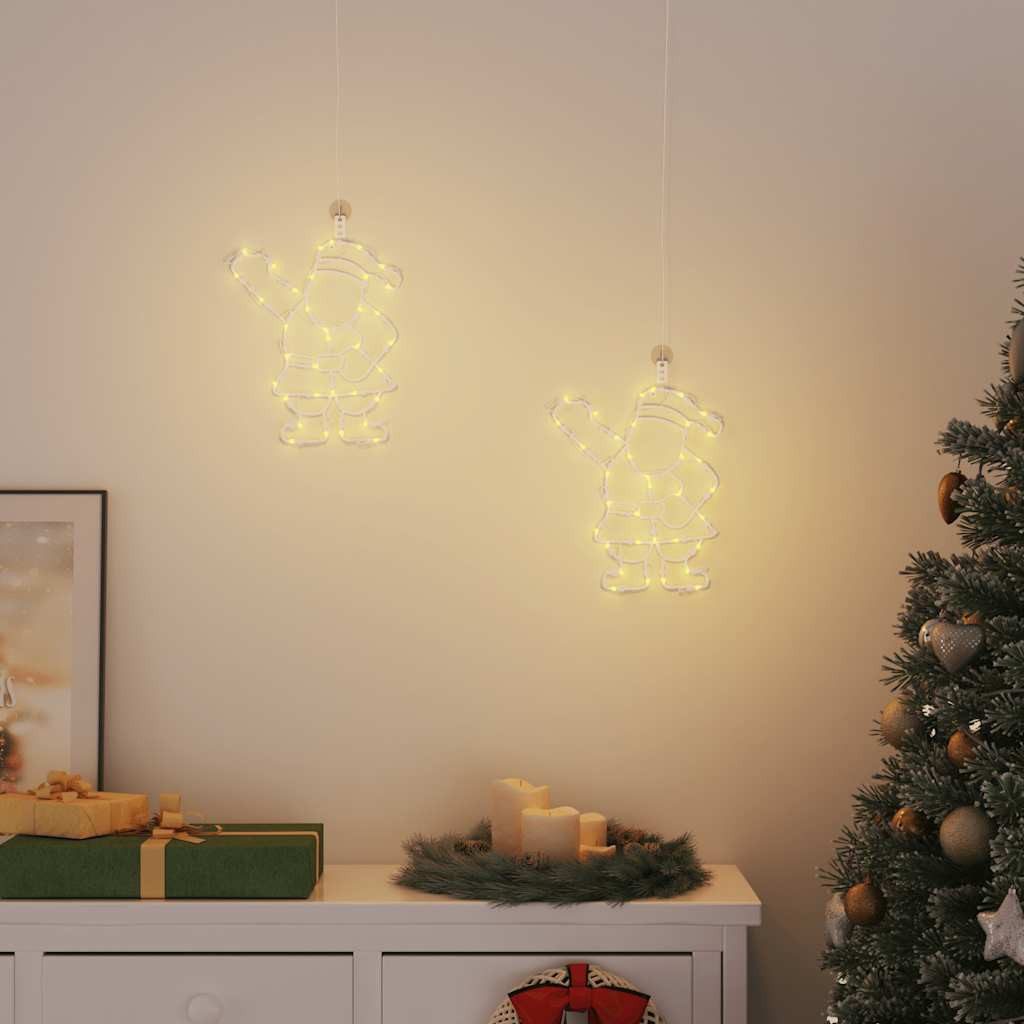vidaXL Weihnachtsfigur Weihnachtsbeleuchtung Weihnachtsmann-Silhouette 2 Stk. 35 LEDs (1 St)