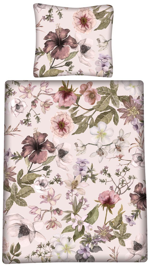 LIVING DREAMS Bettwäsche SUMMER MOMENTS reine Baumwolle made in GREEN, Satin, 2 teilig