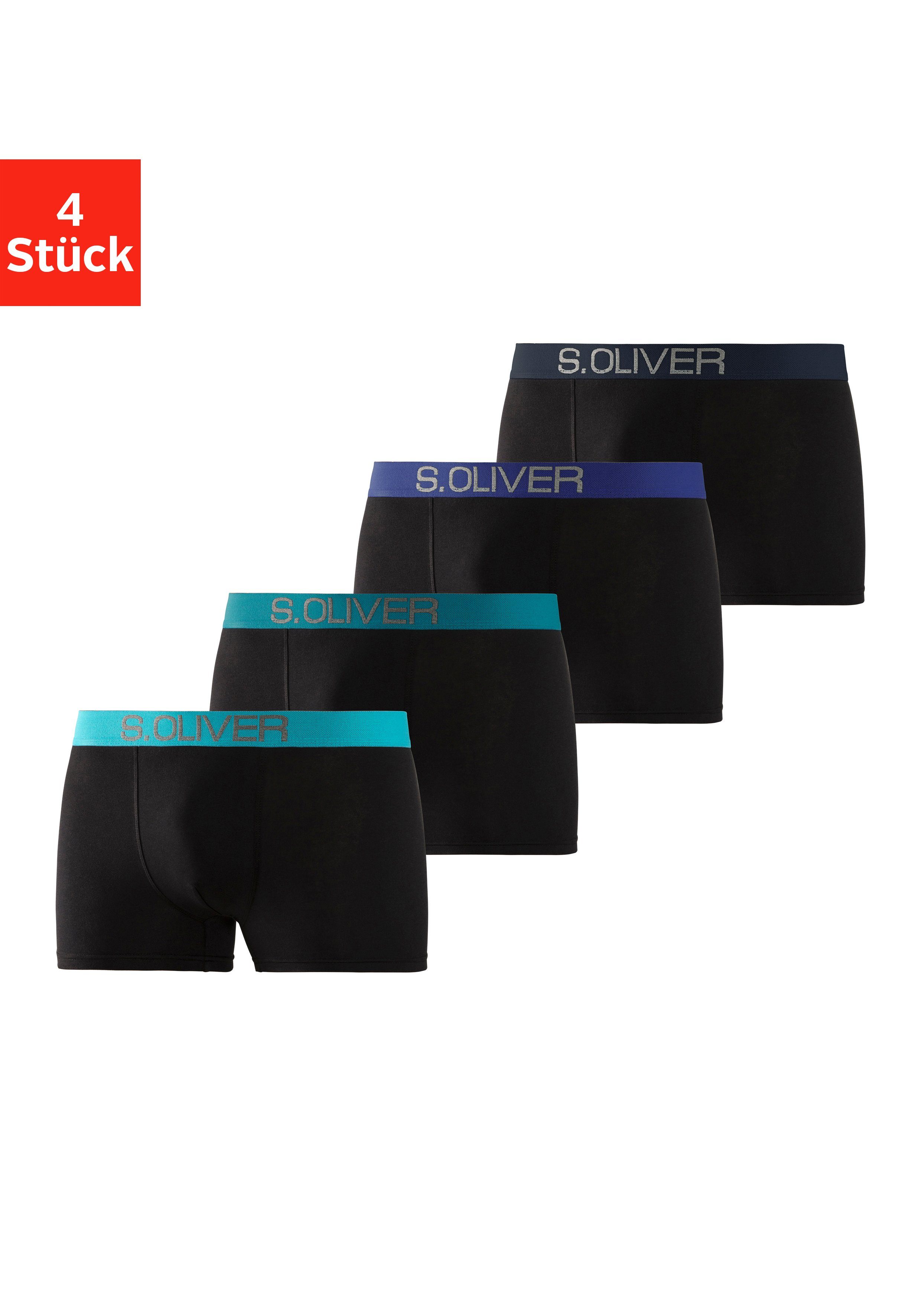 s.Oliver Boxer Boxershorts für Herren (Packung, 4-St) mit kontrastfarbenem Webbund