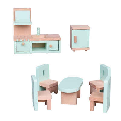 Lelin Puppenhausmöbel 50125 Holz - Puppenmöbel / Puppenhausmöbel Küche, 7 teilig