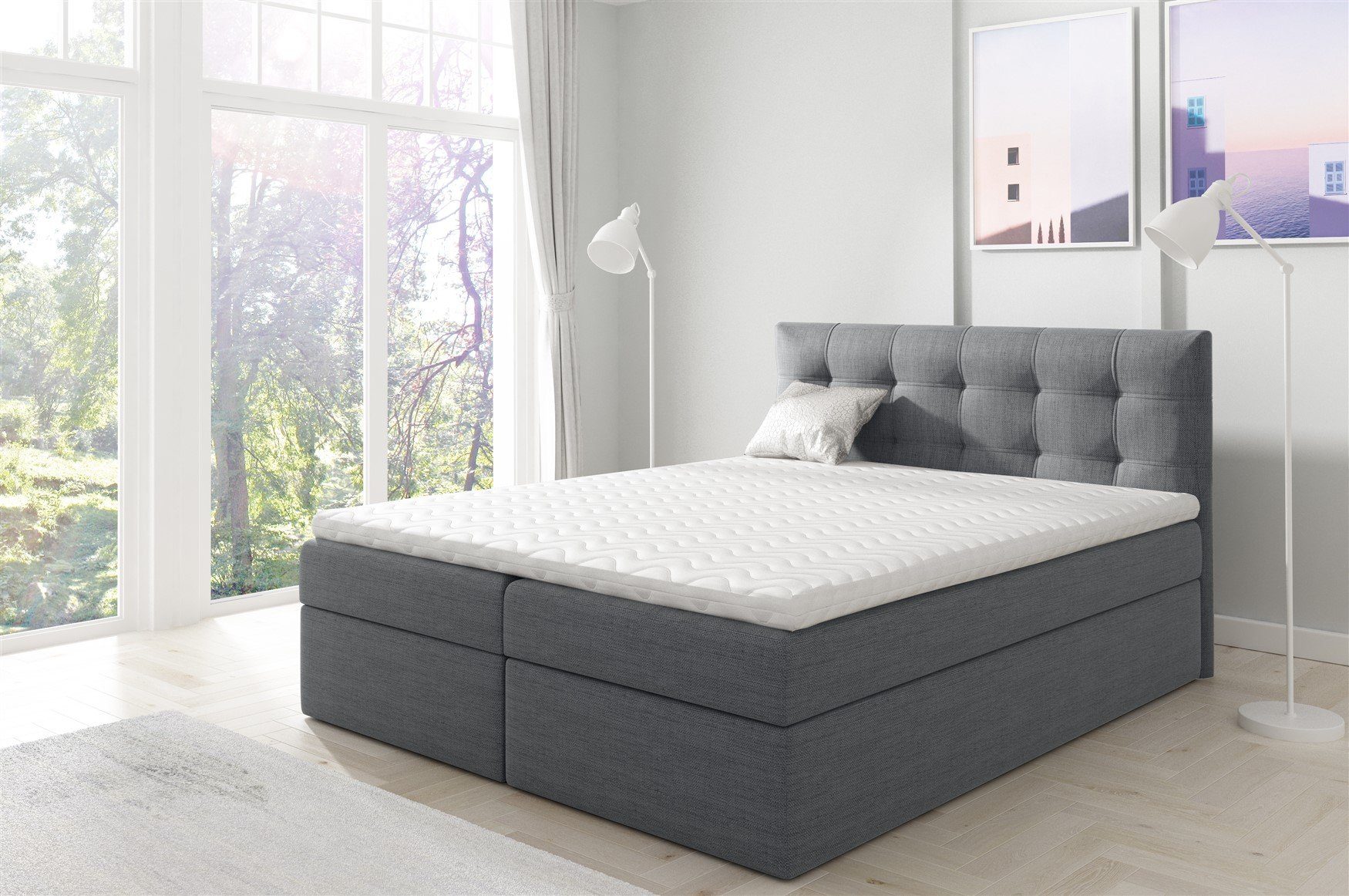 Fun Möbel Boxbett Schlafzimmerbett OVIEDO XL in Überlänge (inkl. Bettkästen, inkl. Kaltschaumtopper), Überlänge