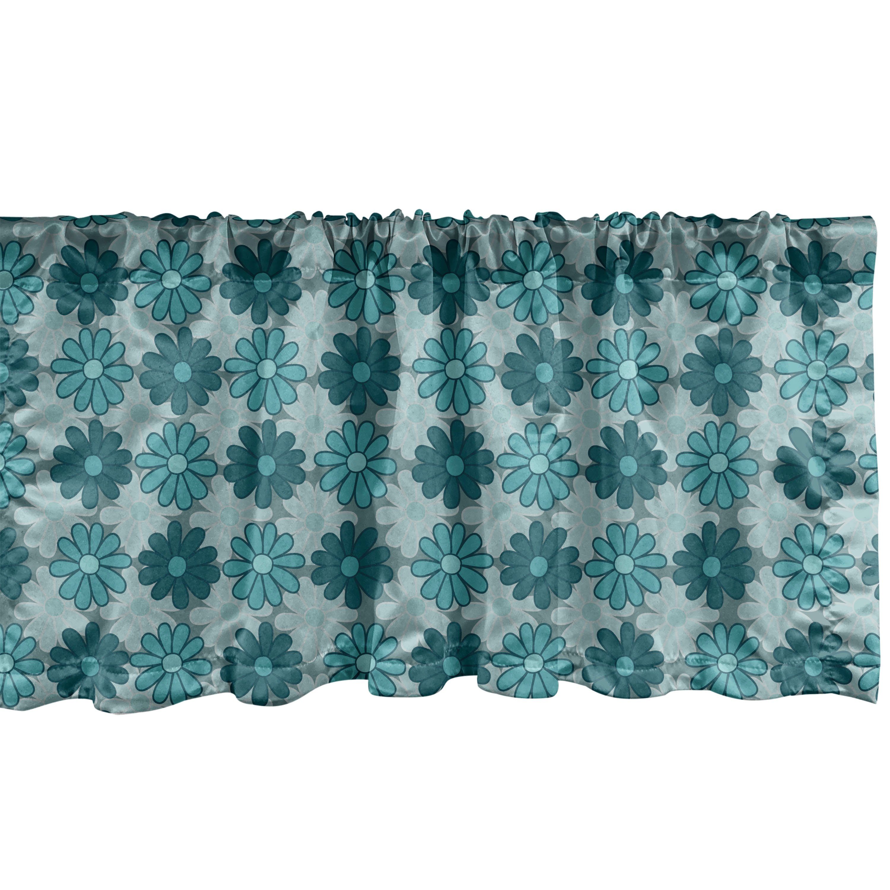 Scheibengardine Vorhang Volant für Küche Schlafzimmer Dekor mit Stangentasche, Abakuhaus, Microfaser, Blumen Einfache Blumen in dunklen Tönen