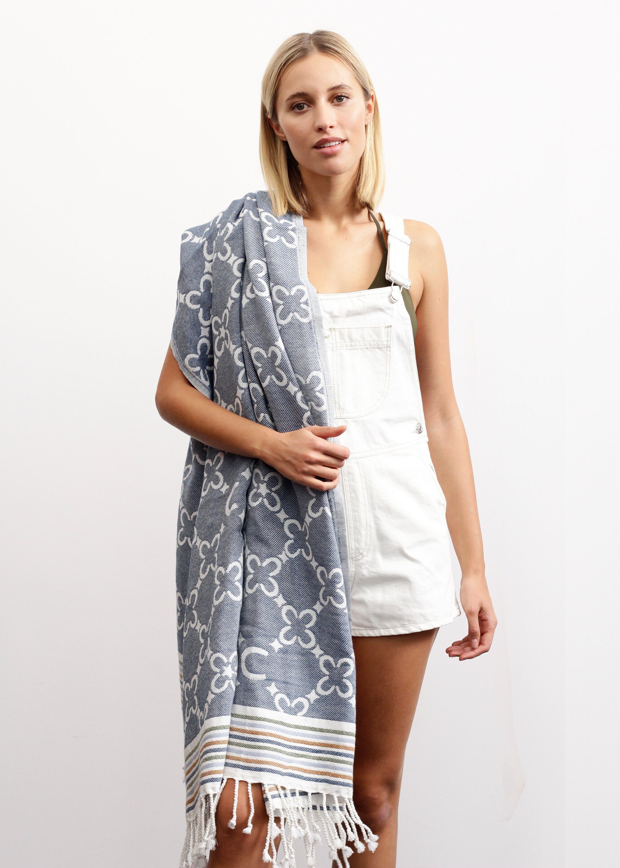 reiner blau Logo-Print Modeschal Strandtuch Baumwolle mit Codello aus