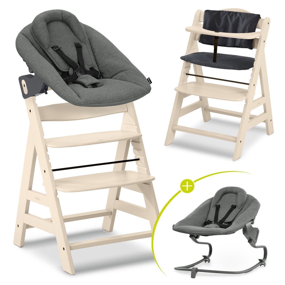Hochstuhl Alpha Plus Vanilla Newborn Set - Premium Dark Grey