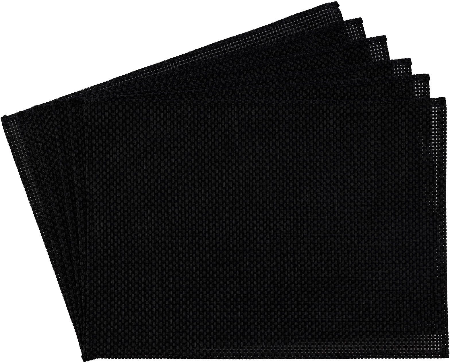 Platzset, Schmalband, APS, (6-St), mit leicht umgenähten Rand, abwischbar, cm schwarz 45x33