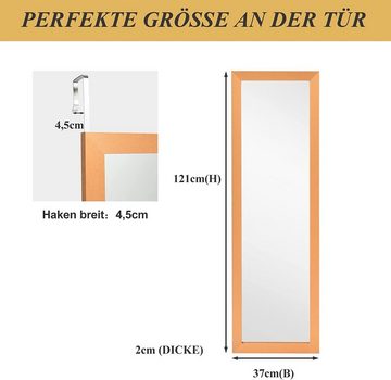 KOMFOTTEU Wandspiegel Türspiegel, mit höhenverstellbaren Hängehaken, 120x37cm