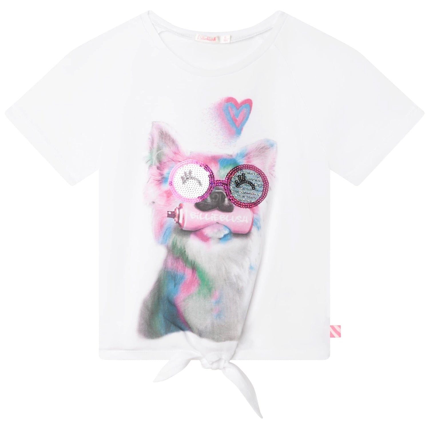Billieblush T-Shirt Billieblush T-Shirt weiß Katze mit Pailletten