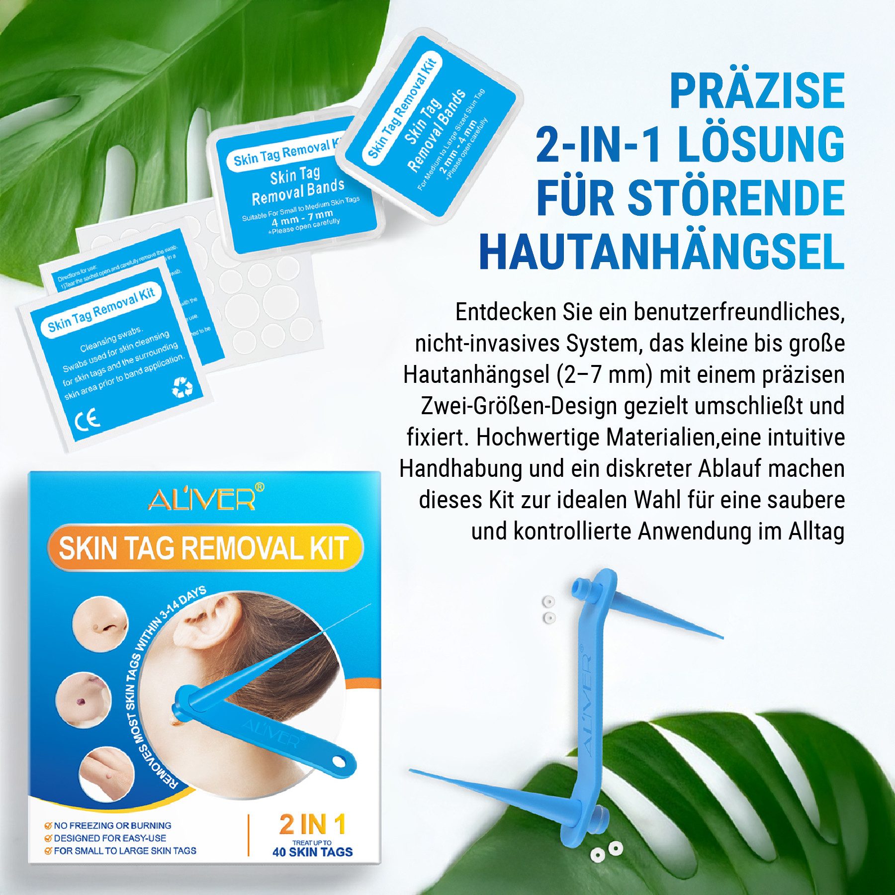 ALIVER Warzen-Behandlungsstift Entferner Anti Stielwarze Warzenentferner Skin Tag Removal Set 2in1, 1-tlg., Hautanhängsels Entferner, 2-IN-1 SKIN TAG REMOVAL KIT, Aliver