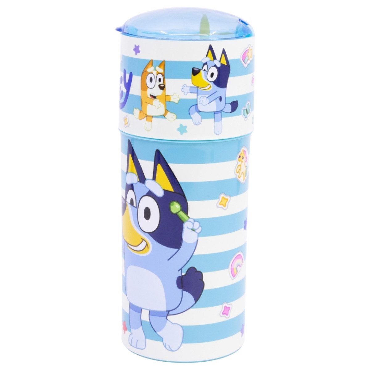 Storline Trinkflasche Bluey Wasserflasche 350ml – aus Kunststoff mit Klapp-Trinköffnung