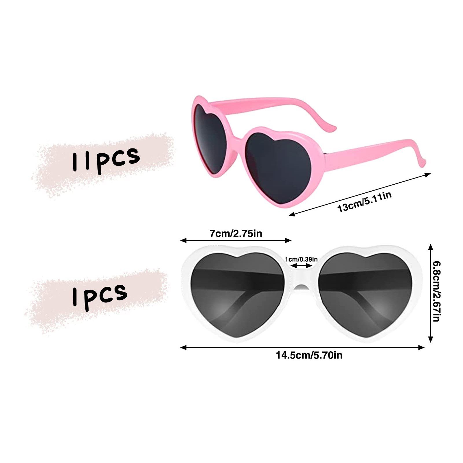 Weiß/Rosa Sonnenbrille, Accessoires Brille, Deko Hippie GelldG Sonnenbrille Herzförmige Herz