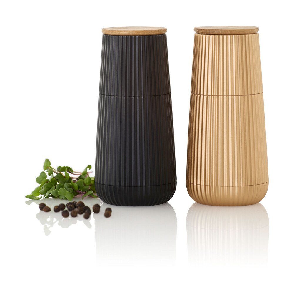 AdHoc Salz-/Pfeffermühle Pfeffer- und Salzmühlen-Set 2-tlg. Scape black & gold, (2 Stück), Pfeffer- und Salzmühlen-Set, 2-tlg., Ø5,8cm, Kunsstoff, mehrfarbig – Bild 3 von 3
