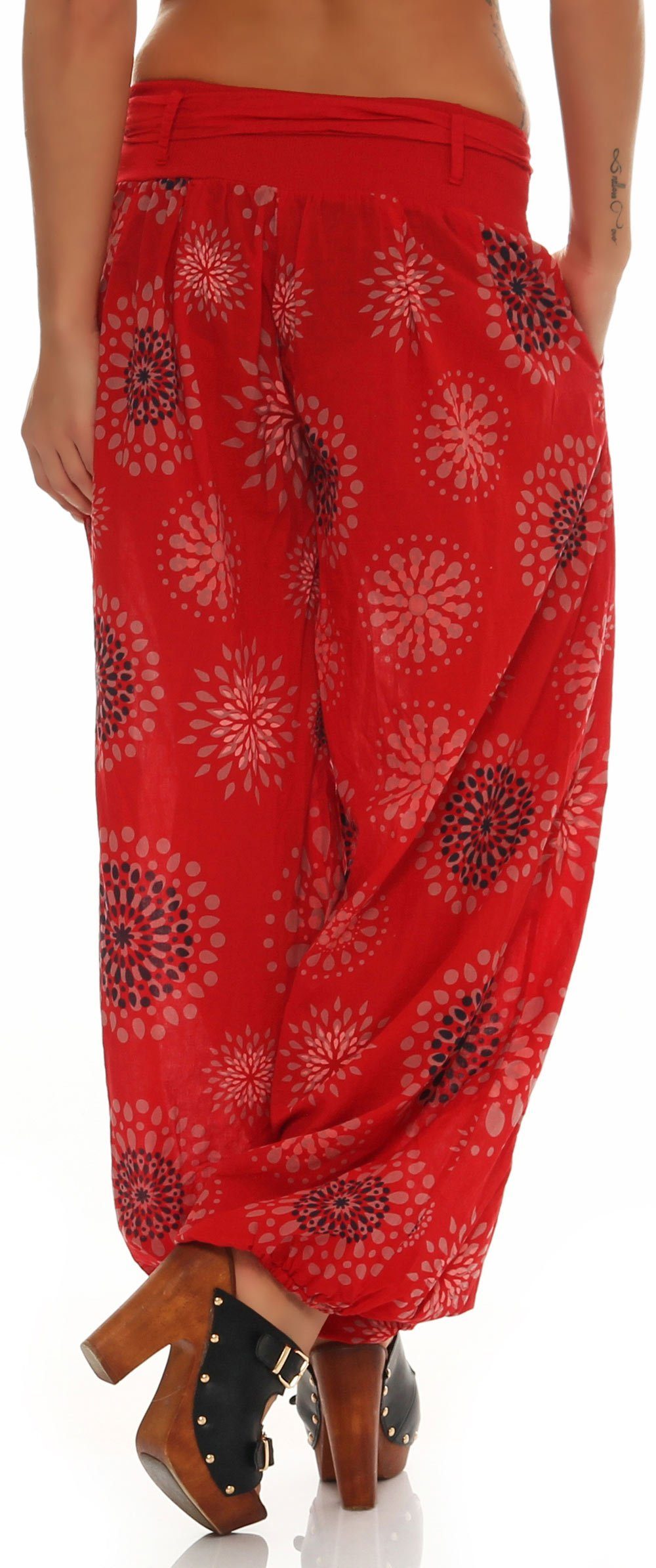 malito more than fashion Haremshose malito Damen Pumphose mit Print, leichte Stoffhose inkl. Gürtel, Pumphose Aladinhose mit Print Einheitsgröße