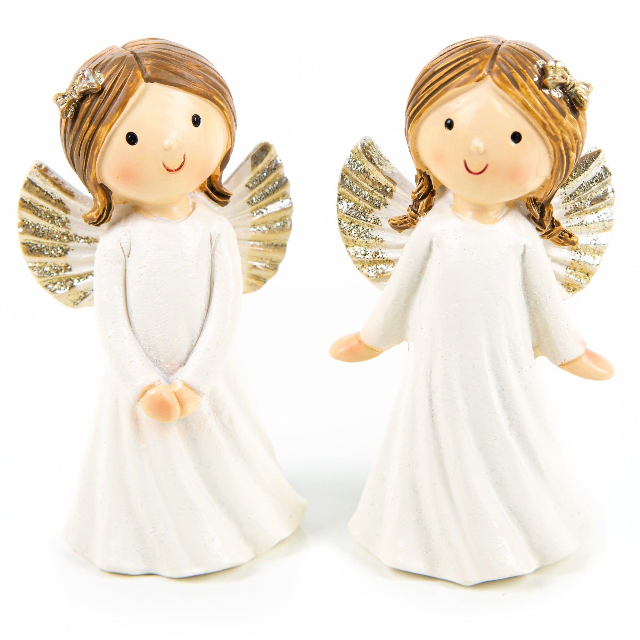 Logbuch-Verlag Dekofigur 2 kleine Schutzengel Gold weiß Weihnachtsengel Engel 9 cm