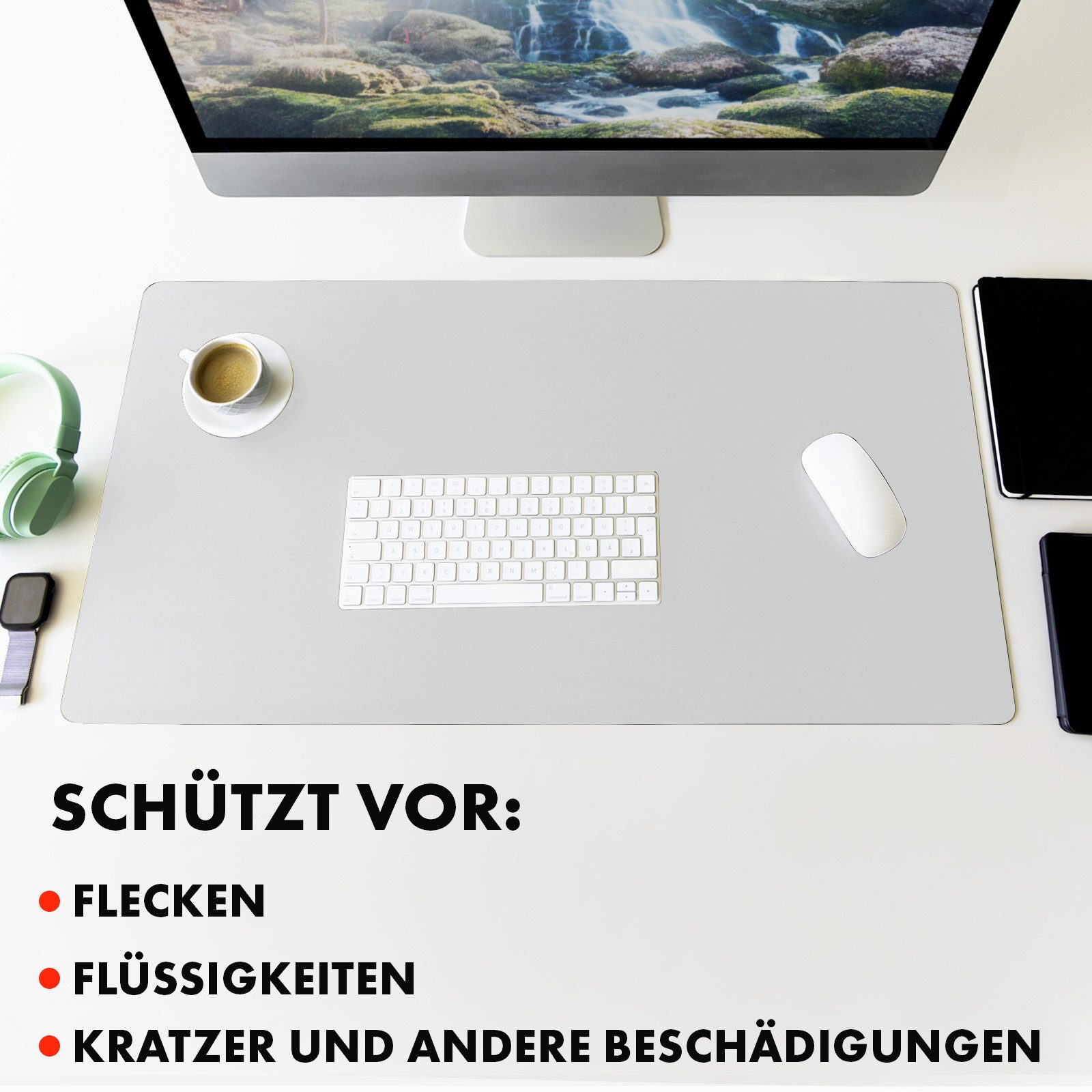 Floordirekt Schreibtischunterlage Nero, Pflegeleichtes, weiches Kunstleder – Bild 5 von 5