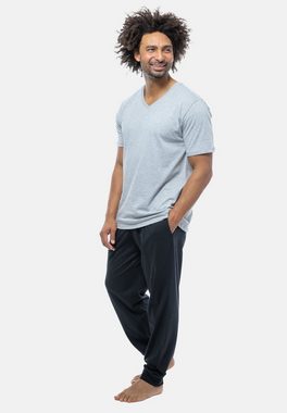 Schiesser Pyjama Mix (Set, 2 tlg) Schlafanzug - Baumwolle - Kurzarm-Shirt mit V-Ausschnitt