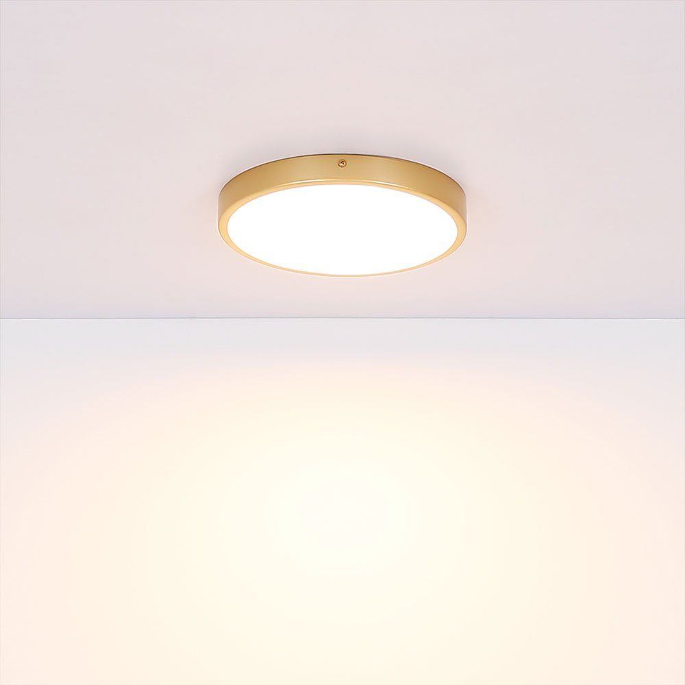 fest cm LED-Leuchtmittel LED Globo verbaut, Esszimmerleuchte Metall rund Deckenleuchte, Warmweiß, Deckenlampe messing LED 45 D