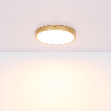 Globo LED Deckenleuchte, LED-Leuchtmittel fest verbaut, Warmweiß, LED Deckenlampe Esszimmerleuchte Metall messing rund D 45 cm