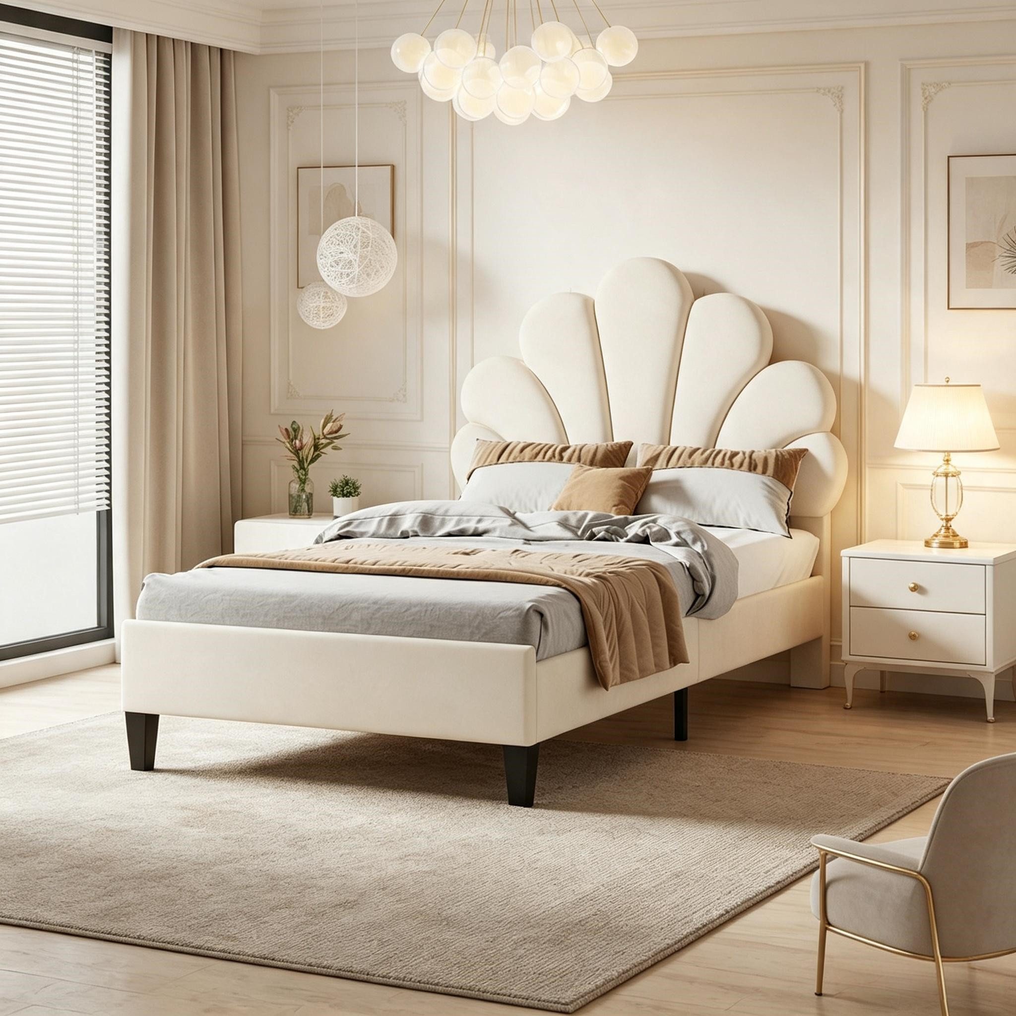 Simurq Einzelbett Kinder-Einzelbett 90x200 cm, Mädchenbett, Polsterbett Bettgestell