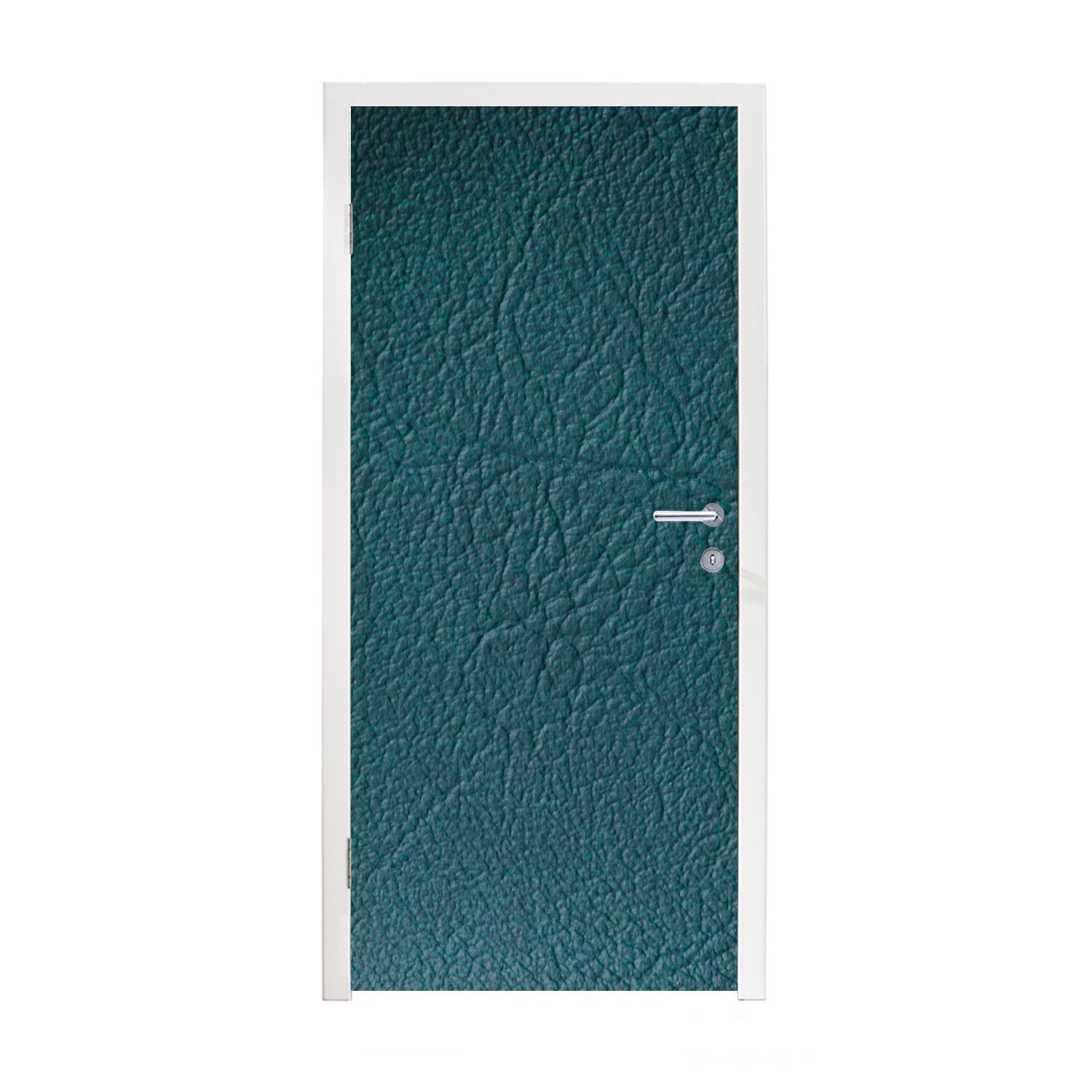 MuchoWow Türtapete Leder - Lederoptik - Grün - Blau, Matt, bedruckt, (1 St), Fototapete für Tür, Türaufkleber, 75x205 cm