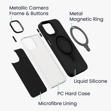 kalibri Handyhülle Silikon Hülle für Apple iPhone 12 -, Case kompatibel mit MagSafe - Cover mit Stand Fingerhalter
